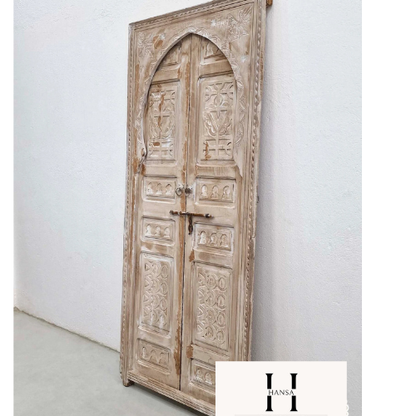 Authentic Moroccan Wood Door | Handcrafted Berber Double Panel | Rustic Custom Exterior Door – Hansa Handicraft