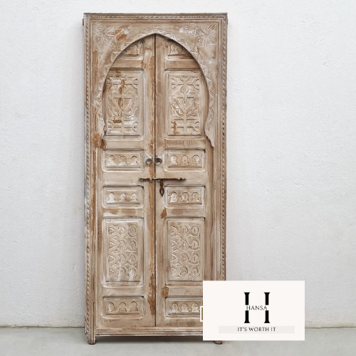 Authentic Moroccan Wood Door | Handcrafted Berber Double Panel | Rustic Custom Exterior Door – Hansa Handicraft