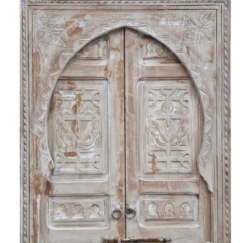 Authentic Moroccan Wood Door | Handcrafted Berber Double Panel | Rustic Custom Exterior Door – Hansa Handicraft