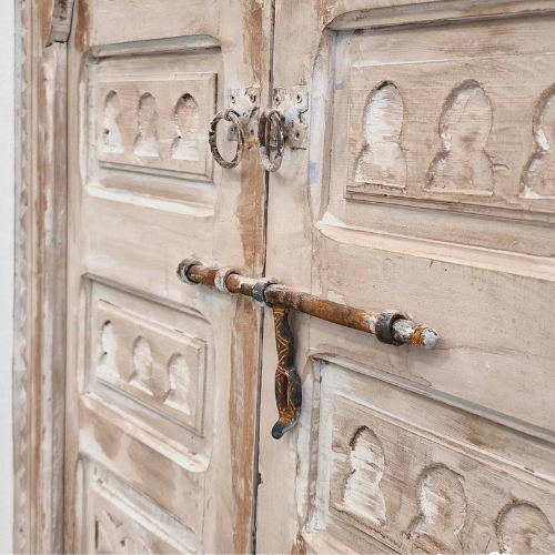 Authentic Moroccan Wood Door | Handcrafted Berber Double Panel | Rustic Custom Exterior Door – Hansa Handicraft