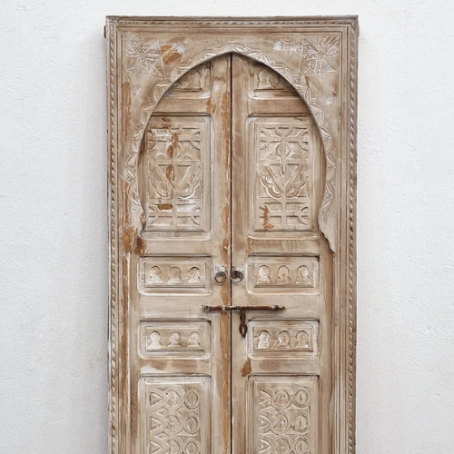 Authentic Moroccan Wood Door | Handcrafted Berber Double Panel | Rustic Custom Exterior Door – Hansa Handicraft