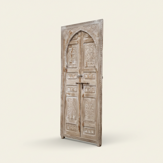 Authentic Moroccan Wood Door | Handcrafted Berber Double Panel | Rustic Custom Exterior Door – Hansa Handicraft