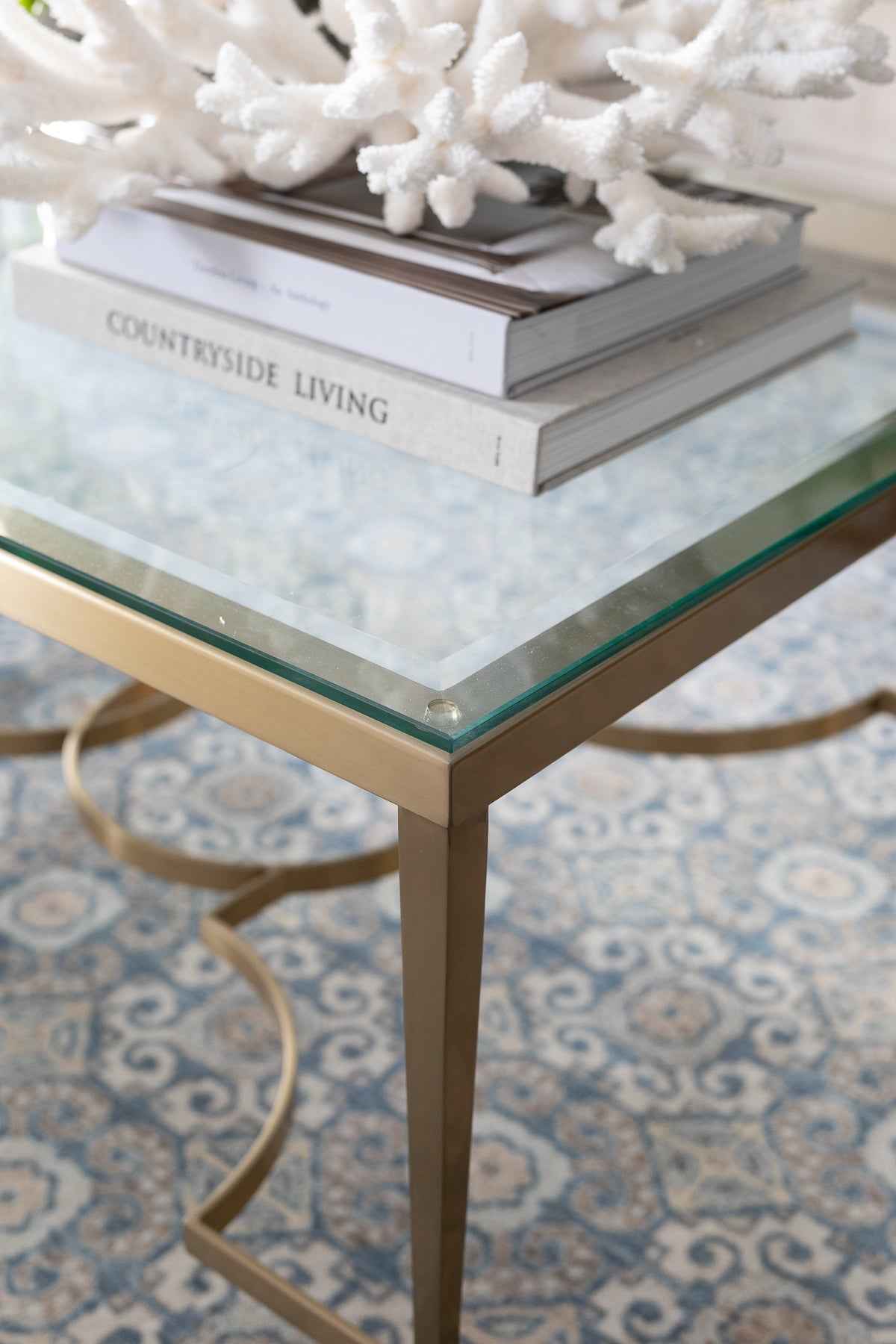 Glass & Brass Motif Coffee Table