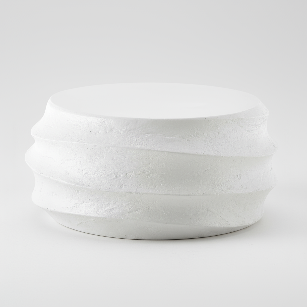 WINDED WHITE CONCRETE COFFEE TABLE