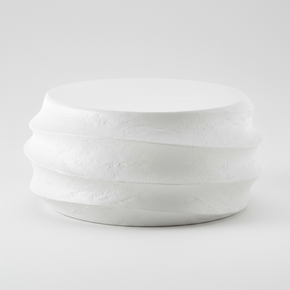 WINDED WHITE CONCRETE COFFEE TABLE