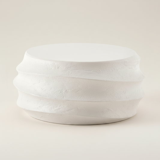 WINDED WHITE CONCRETE COFFEE TABLE