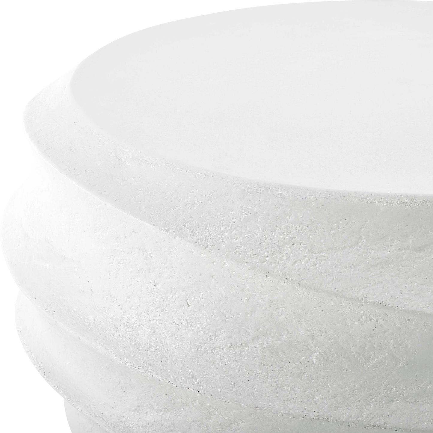 WINDED WHITE CONCRETE COFFEE TABLE