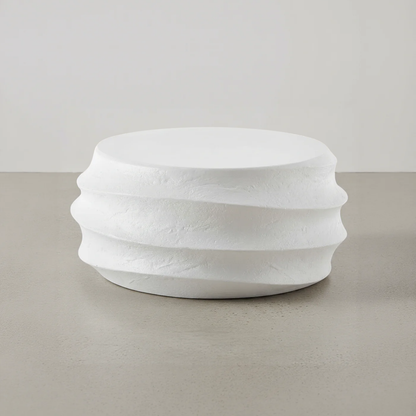 WINDED WHITE CONCRETE COFFEE TABLE