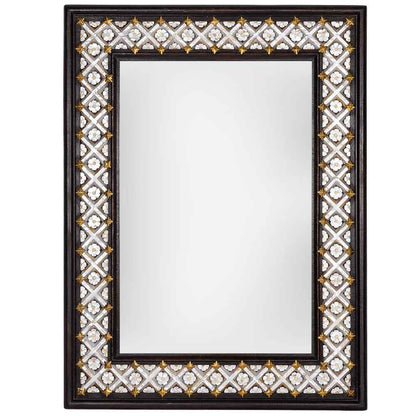 Wood & Mother of Pearl Flower Mirror