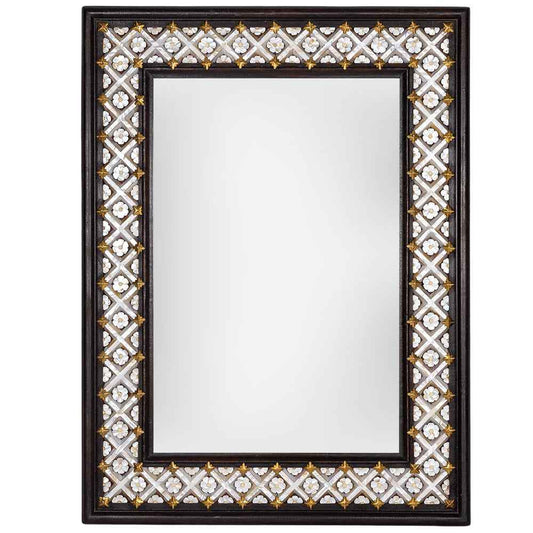 Wood & Mother of Pearl Flower Mirror