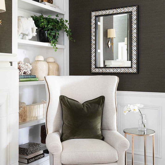 Wood & Mother of Pearl Flower Mirror