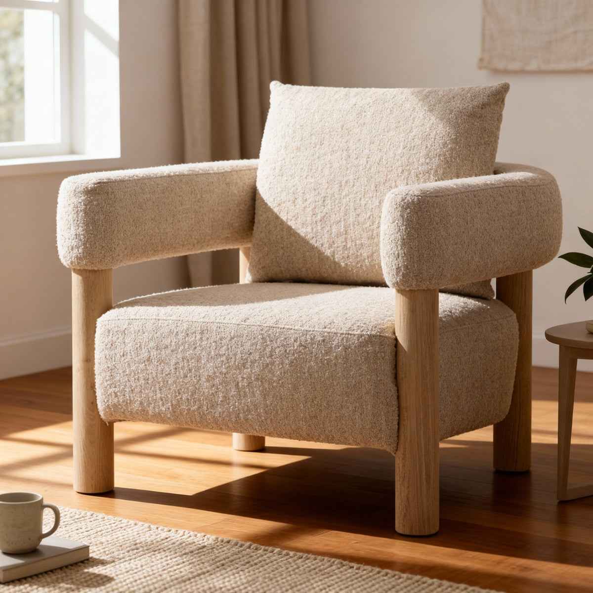 YUKON BEIGE BOUCLE BARREL CHAIR