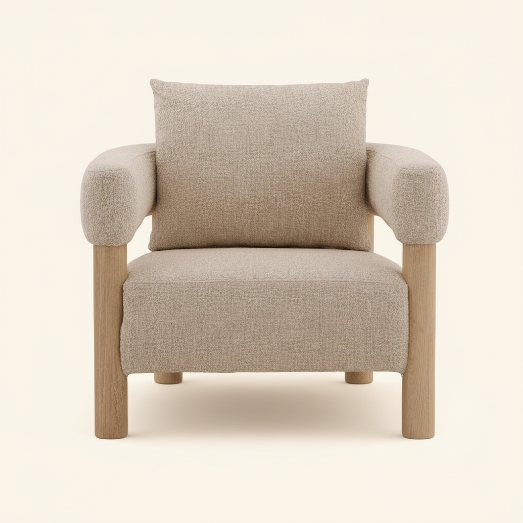 YUKON BEIGE BOUCLE BARREL CHAIR