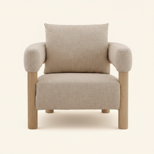 YUKON BEIGE BOUCLE BARREL CHAIR