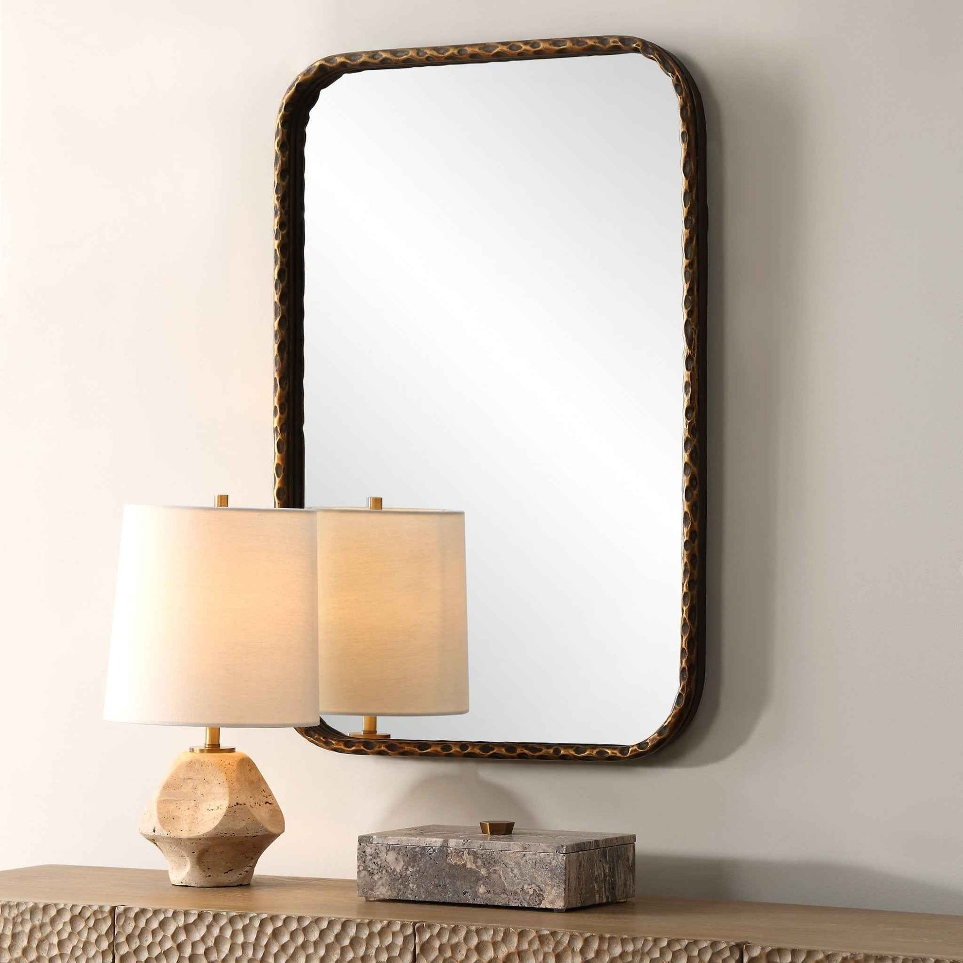 A LITTLE KNOTTY BRONZE VANITY MIRROR