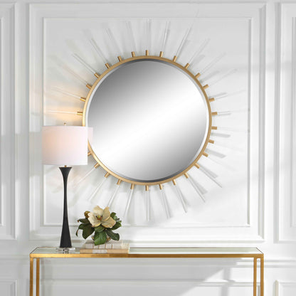 ACRYLIC & GOLD SUNBURST MIRROR