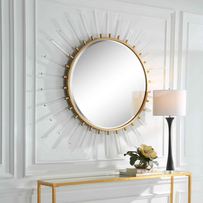 ACRYLIC & GOLD SUNBURST MIRROR