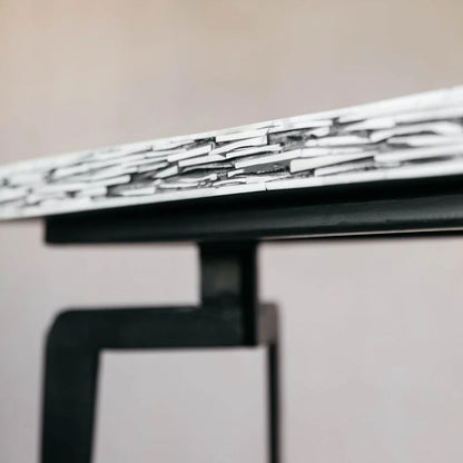 Handmade Meena Black and White Bone Inlay Console Table | Unique Exotic Design for Entryway, Living Room, and Dining Room Decor