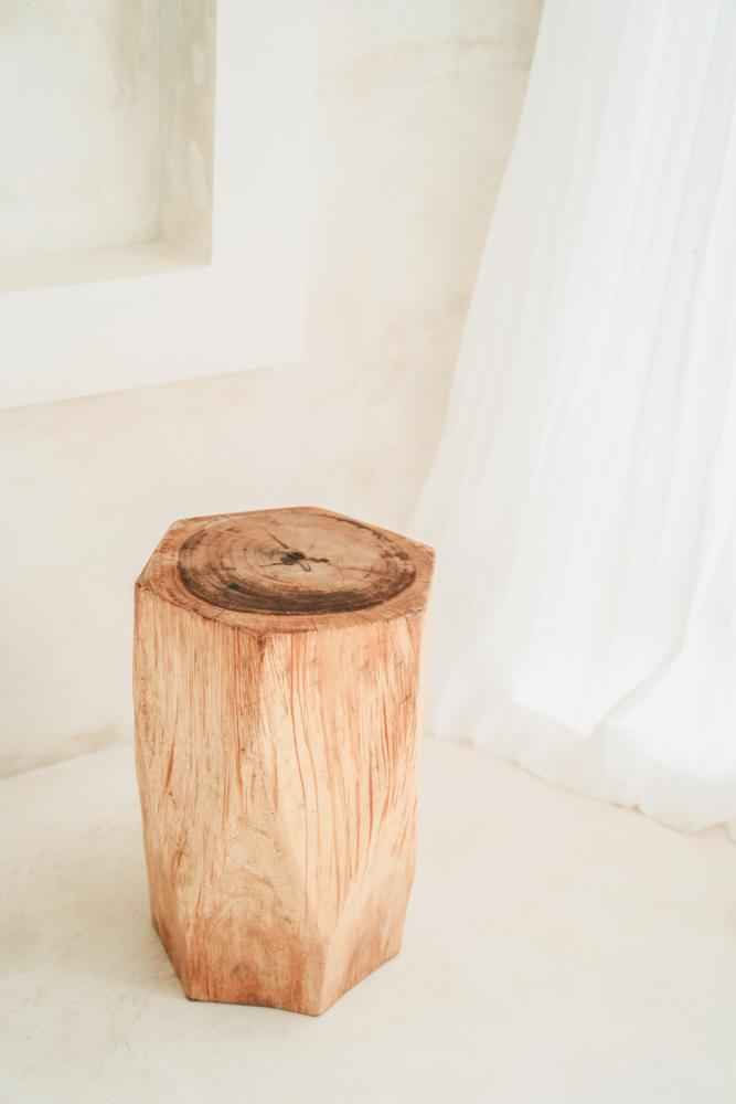 ADIRA SIDE TABLE + STOOL | NATURAL