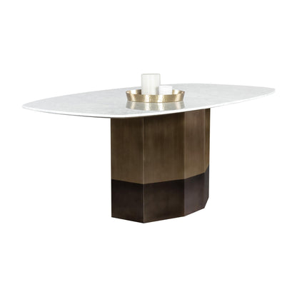 AINSLEY 78.75" DINING TABLE - WHITE MARBLE