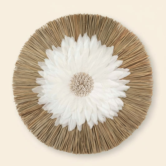 ALANG FEATHER JUJU WALL ART | NATURAL + WHITE