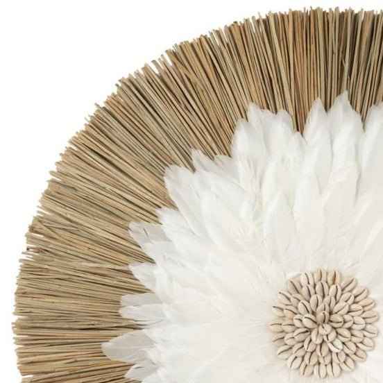 ALANG FEATHER JUJU WALL ART | NATURAL + WHITE