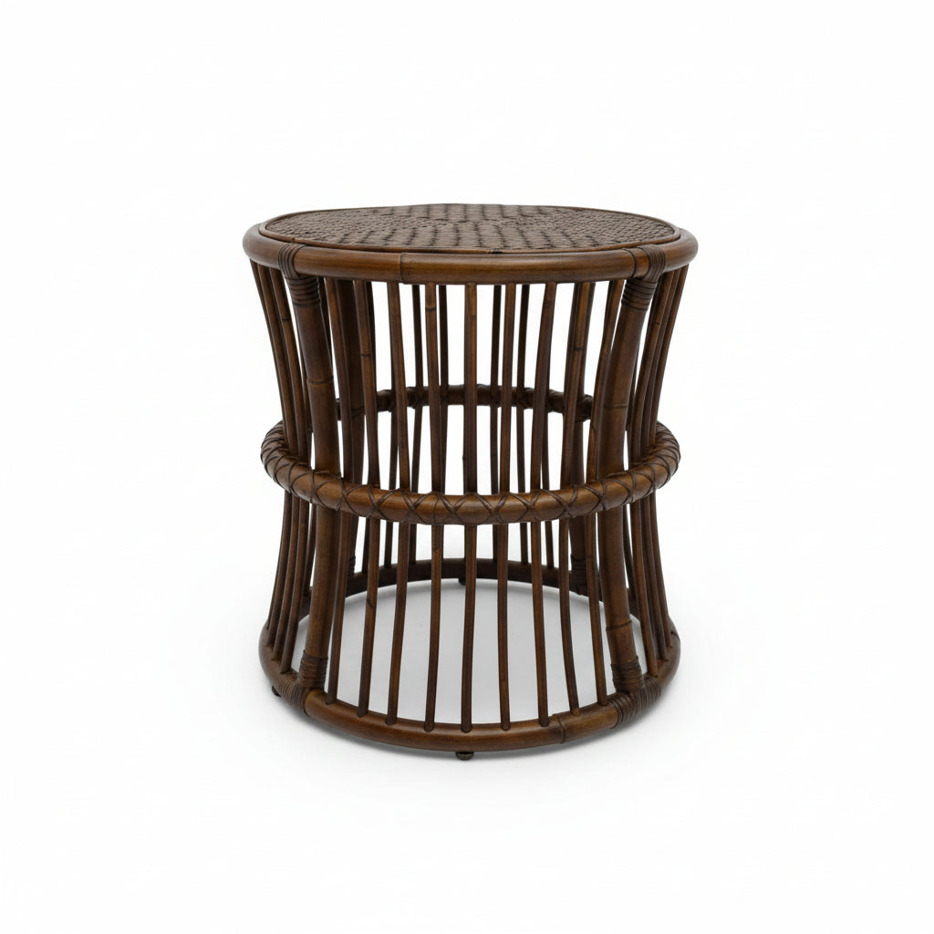 ANNA SIDE TABLE / ANTIQUE BROWN RATTAN