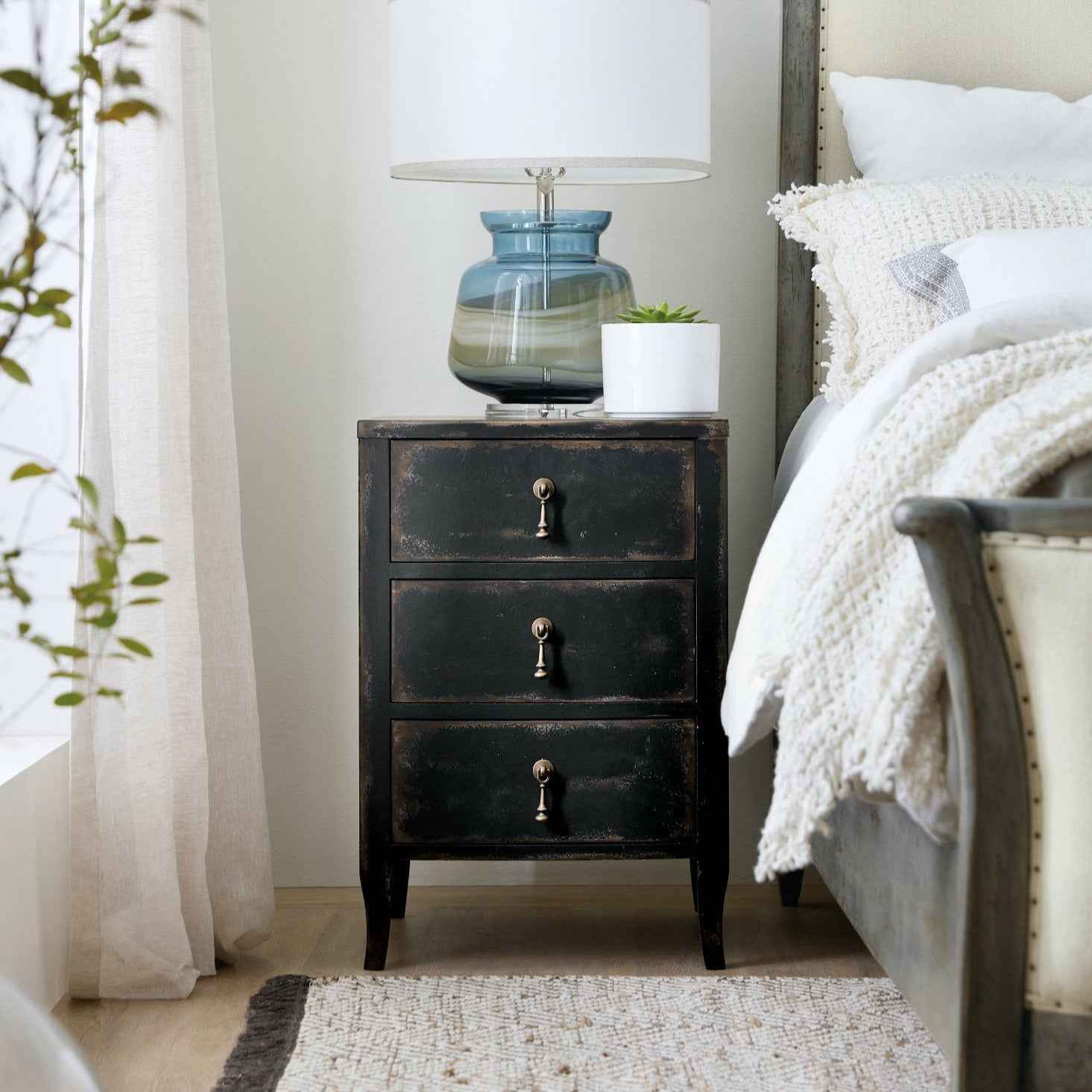 ANTIQUE BLACK TELEPHONE TABLE