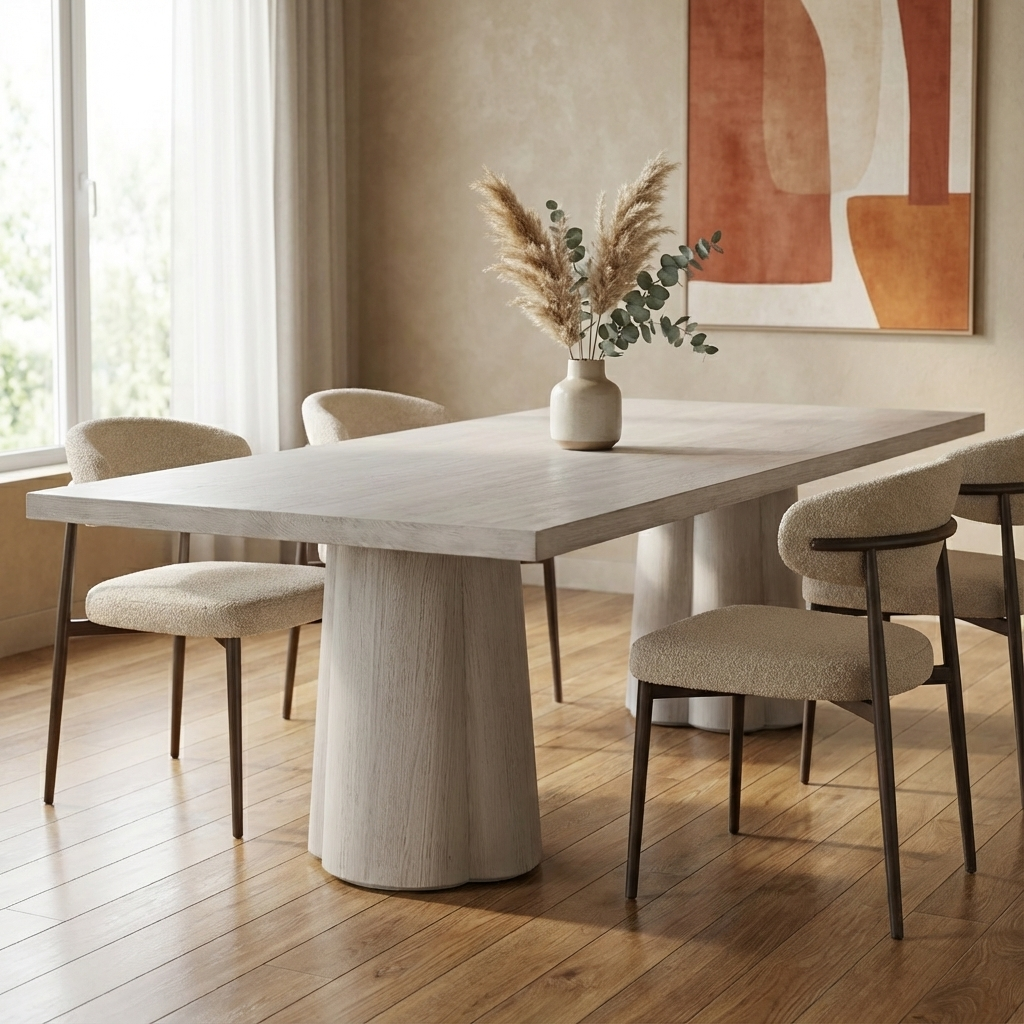 ARYA WHITEWASHED DINING TABLE