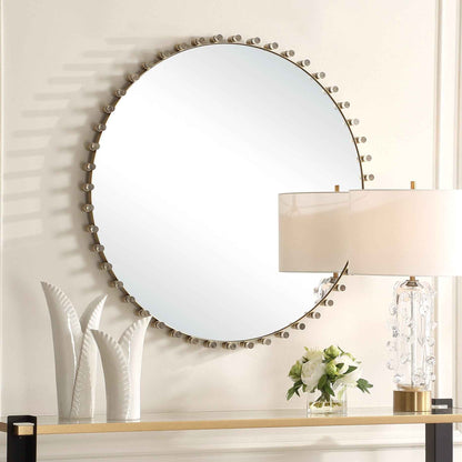 AVELYNE ACRYLIC + BRASS ROUND MIRROR