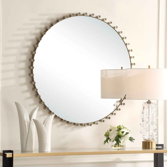 AVELYNE ACRYLIC + BRASS ROUND MIRROR