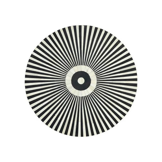 Bone Inlay Round Coffee Table for Home Centre Table Strip Pattern and Black Base by Hansa Handicraft - Hansa Handicraft