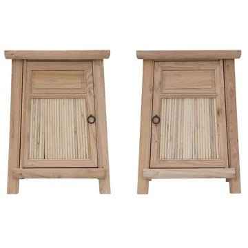 BAMBOO (BED)SIDE TABLE SET / BLONDE (MATCHING PAIR - LEFT & RIGHT)