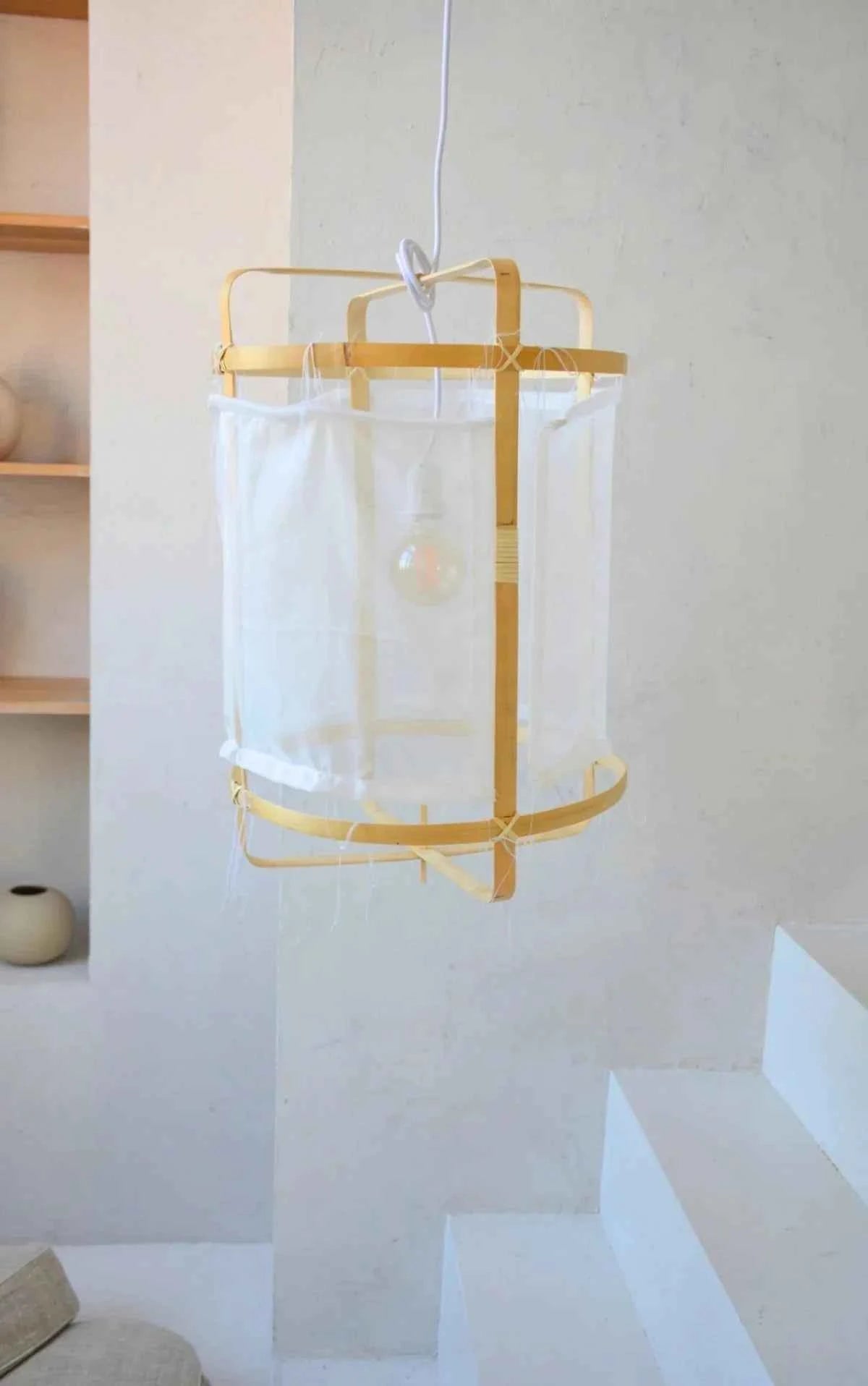 BAMBOO PENDANT | WHITE COTTON