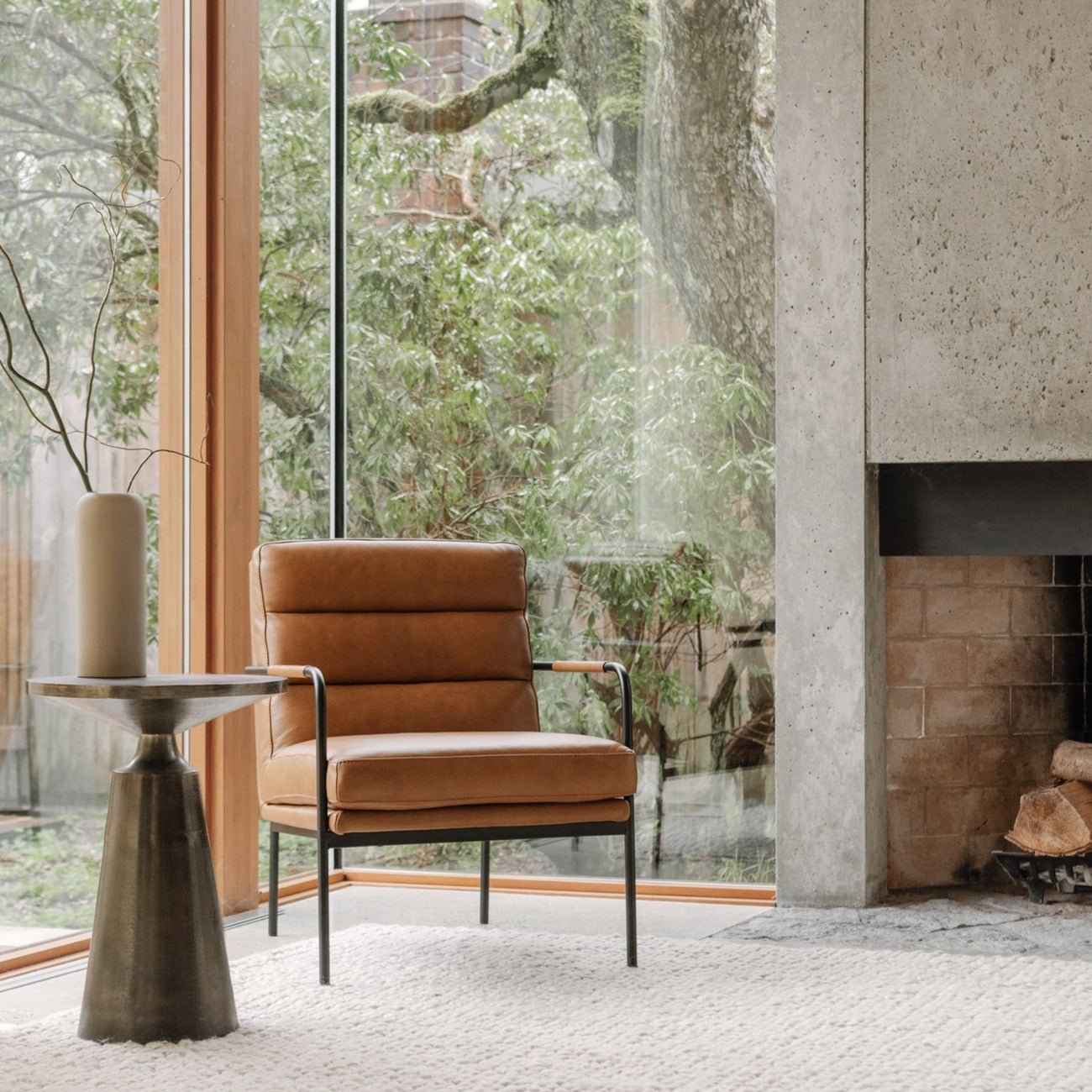 BAUER CHESTNUT LEATHER ARM CHAIR