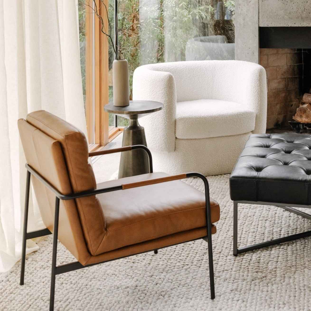 BAUER CHESTNUT LEATHER ARM CHAIR