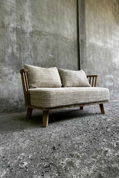 MALAWI TWO-SEATER SOFA | BEIGE | RECLAIMED TEAK | IN-OUTDOORS