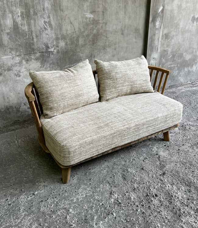 MALAWI TWO-SEATER SOFA | BEIGE | RECLAIMED TEAK | IN-OUTDOORS