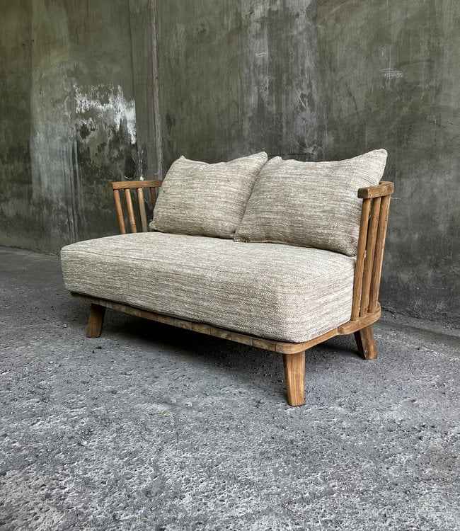 MALAWI TWO-SEATER SOFA | BEIGE | RECLAIMED TEAK | IN-OUTDOORS