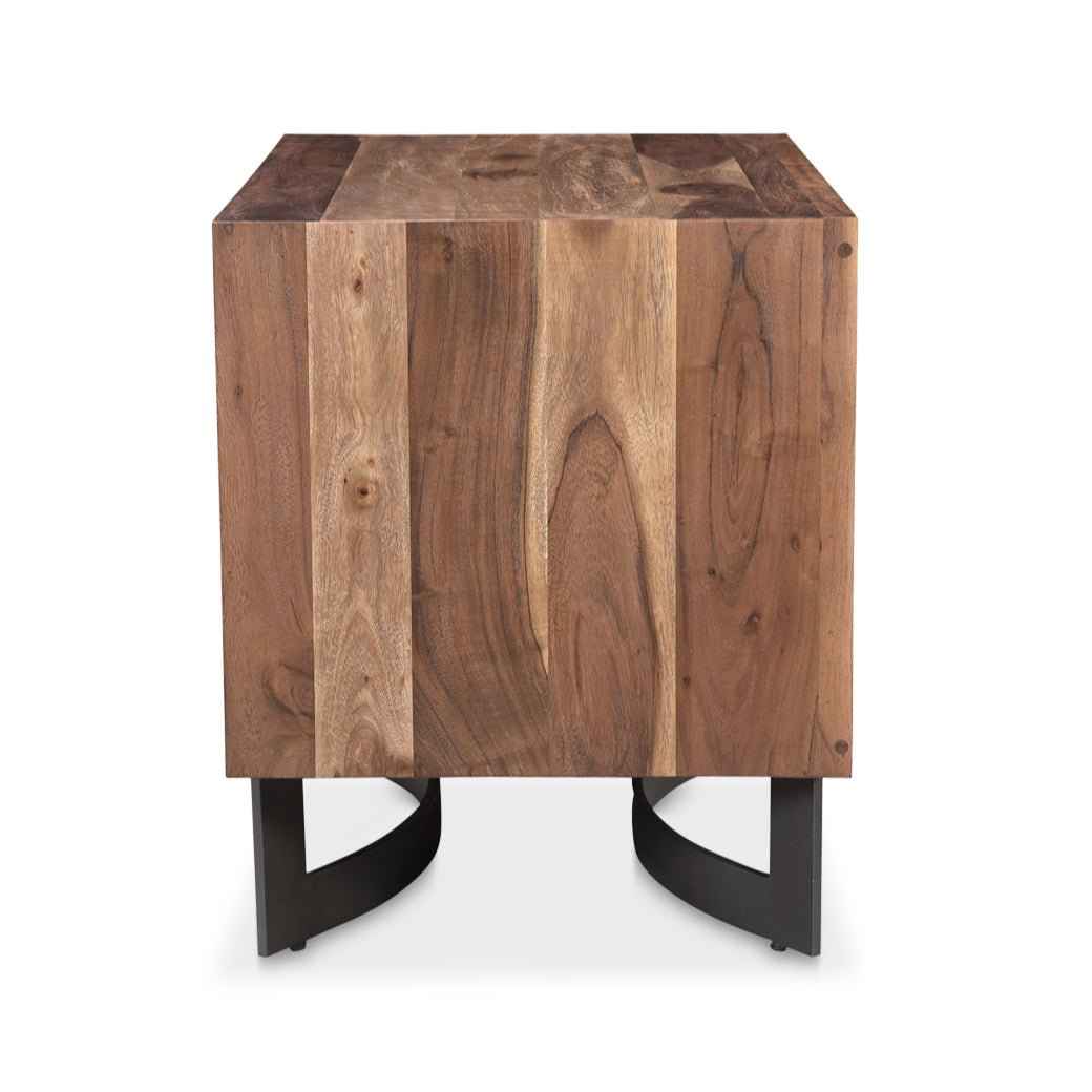 BENT SMOKED ACACIA WOOD NIGHTSTAND