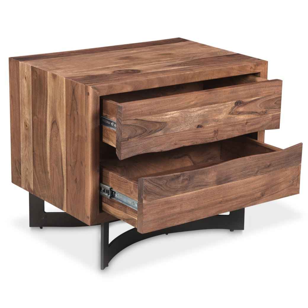 BENT SMOKED ACACIA WOOD NIGHTSTAND