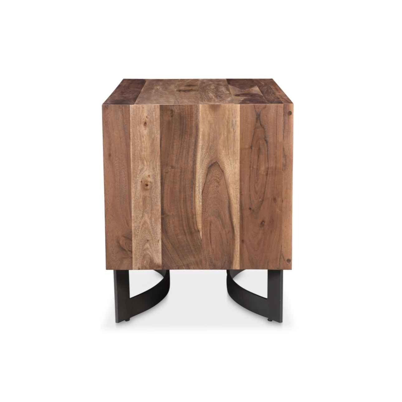 BENT SMOKED ACACIA WOOD NIGHTSTAND