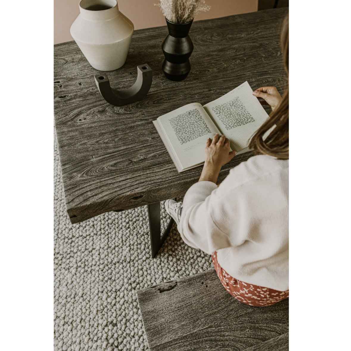 BENT IRON WEATHERED GREY LIVE-EDGE DINING TABLE