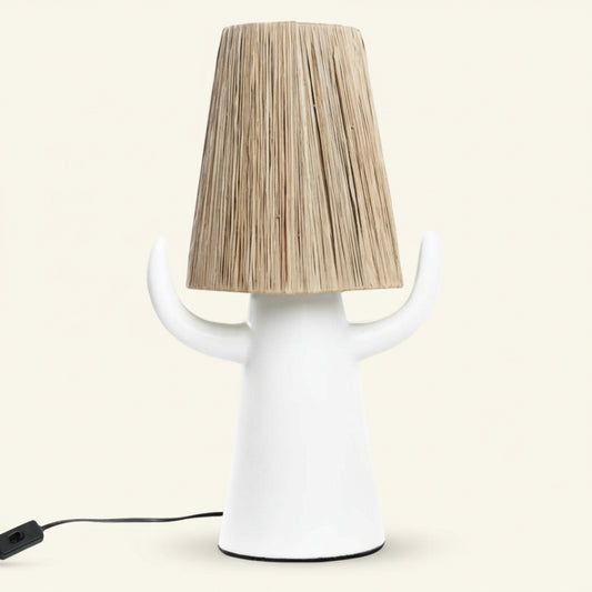BILLY BOB TABLE LAMP | WHITE + NATURAL