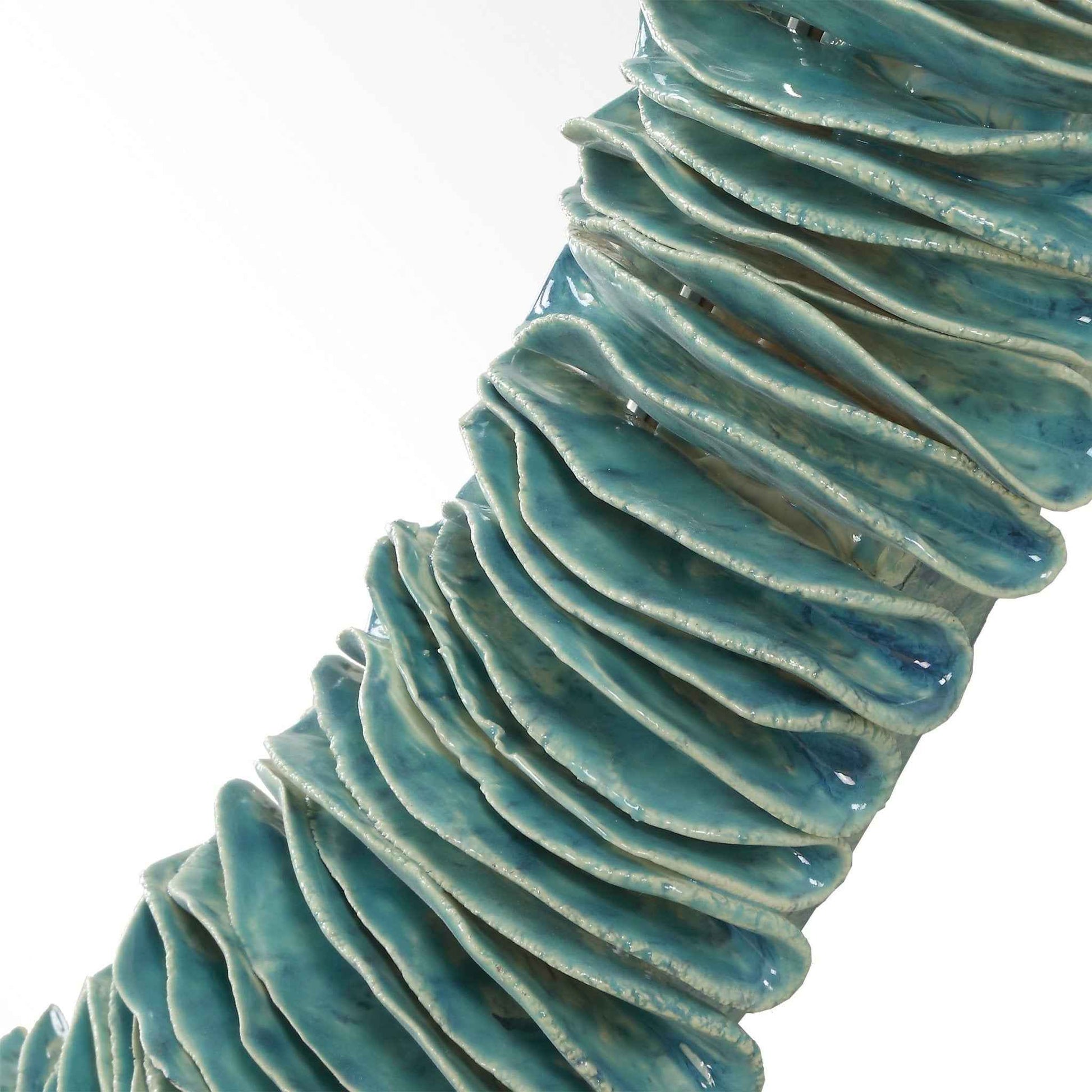 BONAIRE TEAL GLAZE CERAMIC OVAL MIRROR