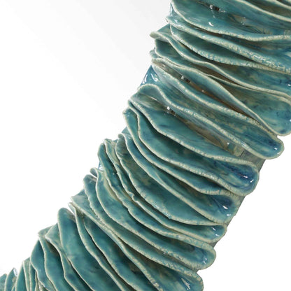 BONAIRE TEAL GLAZE CERAMIC OVAL MIRROR