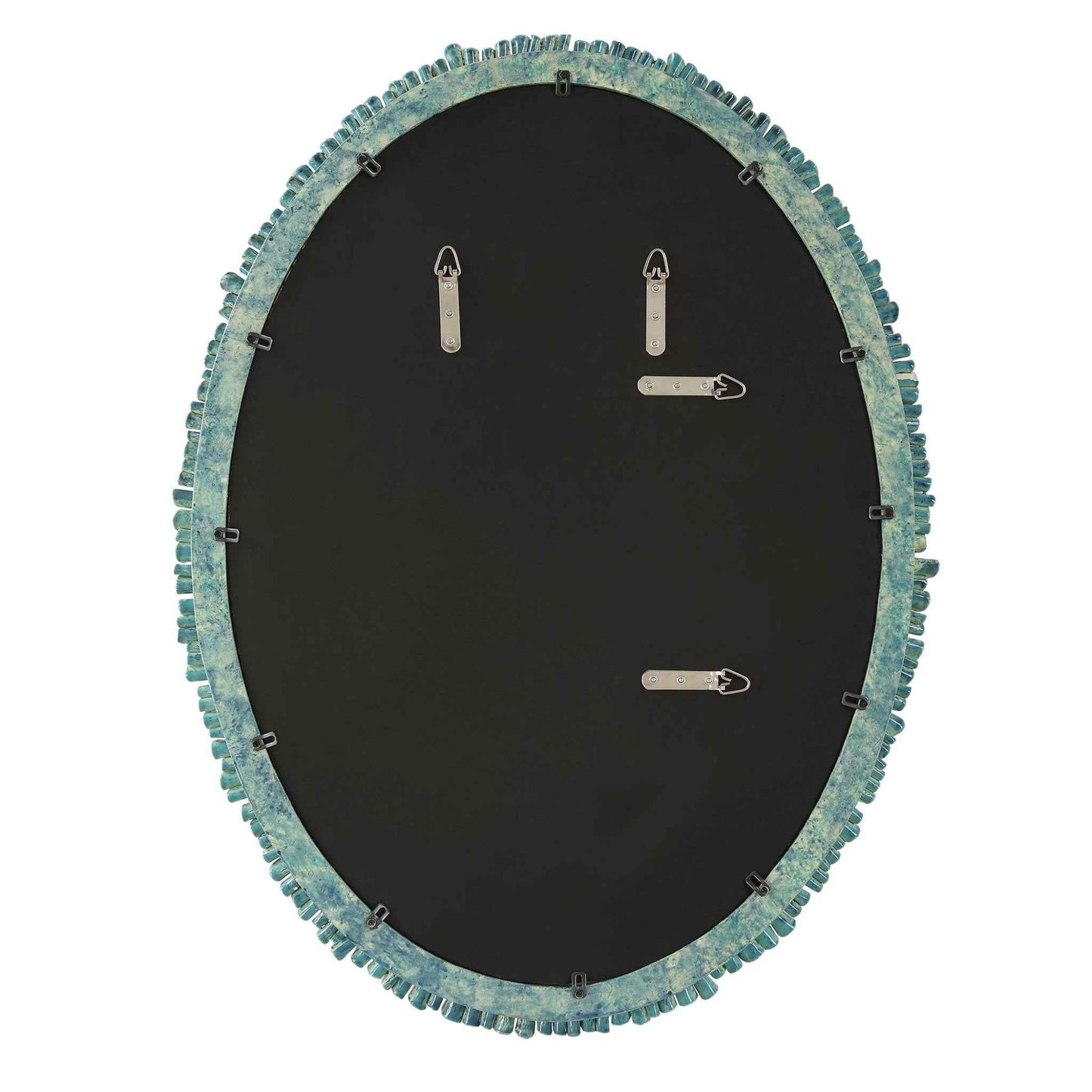 BONAIRE TEAL GLAZE CERAMIC OVAL MIRROR
