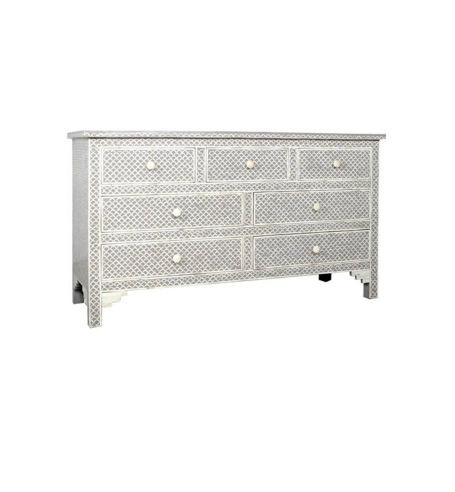 Bone Inlay Chest Of 7 Drawers Fishscale by Hansa Handicraft