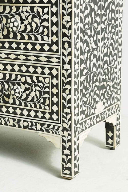 Handmade Bone Inlay Chest of Seven Drawers | Entryway Storage Table