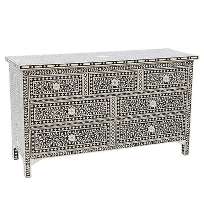 Handmade Bone Inlay Chest of Seven Drawers | Entryway Storage Table